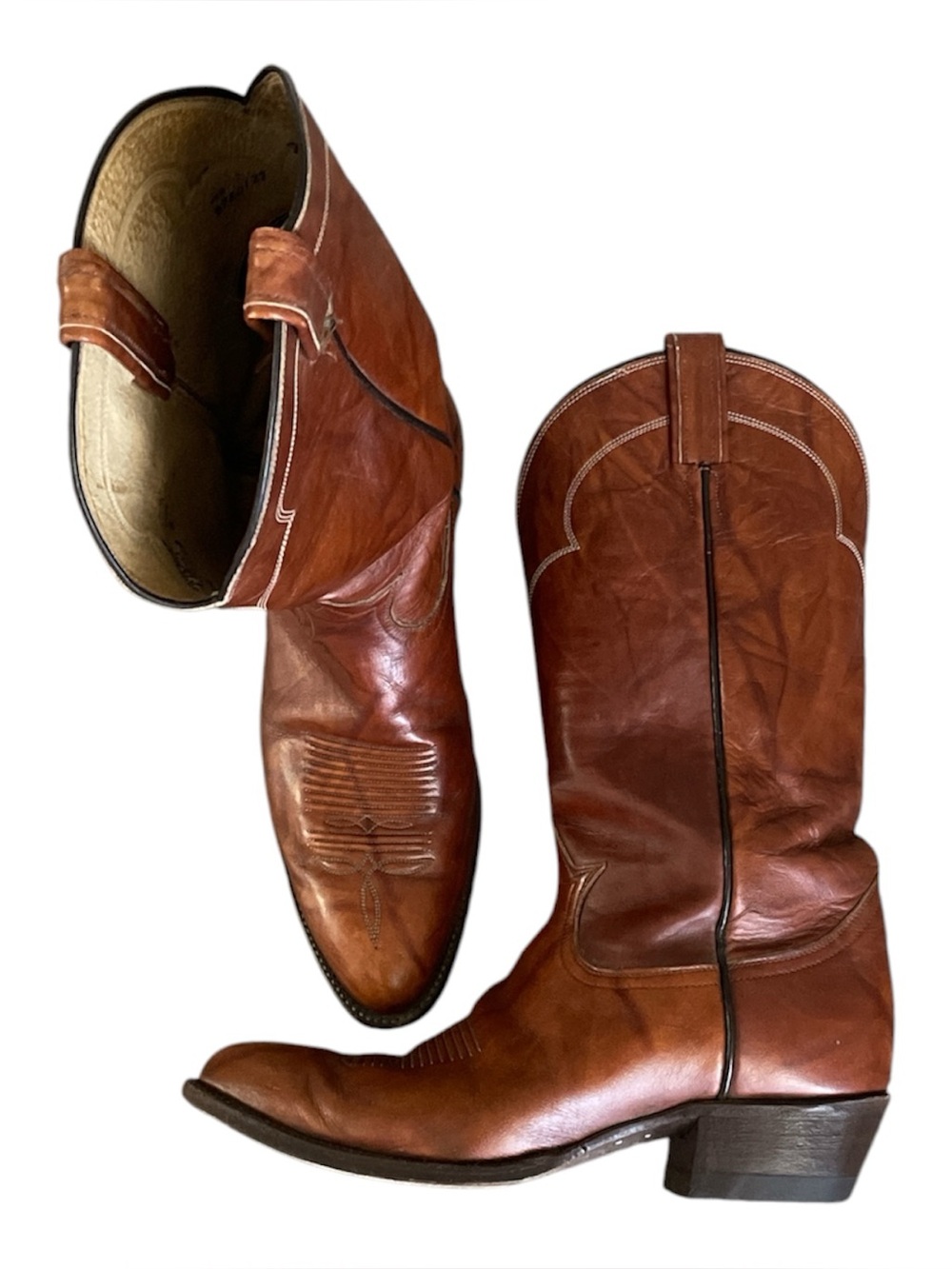 Tony Lama vintage 5084 Cognac Brown Leather cowboy boots